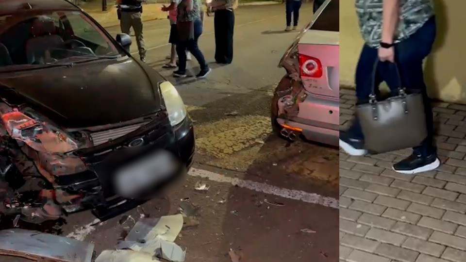 Carro atinge veículo estacionado na rua Jacarezinho